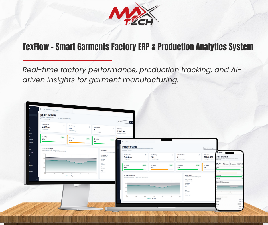 TexFlow – Smart Garments Factory ERP & Production Analytics System